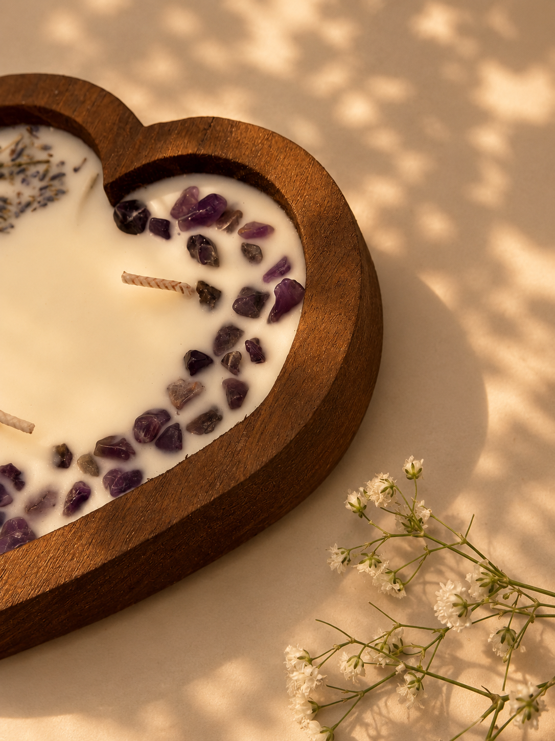 Vela corazón de lavanda