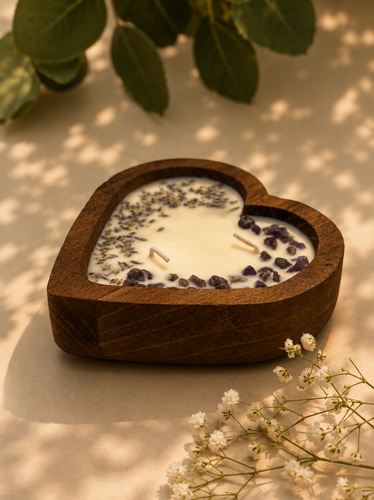 Vela corazón de lavanda