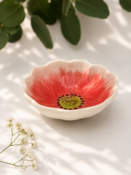 Cuenco de cerámica flor rosa