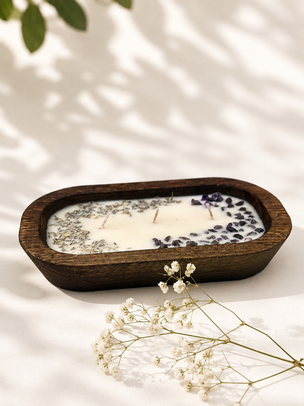 Vela rectangular de lavanda