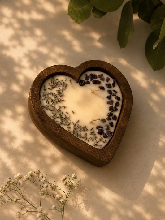 Vela corazón de lavanda