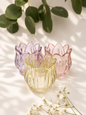 Portavelas de vidrio tulipán SET 3 rosa, amarillo y morado