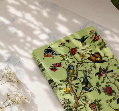 Servilletas de papel verdes con pájaros (cantidad 20 unidades)
