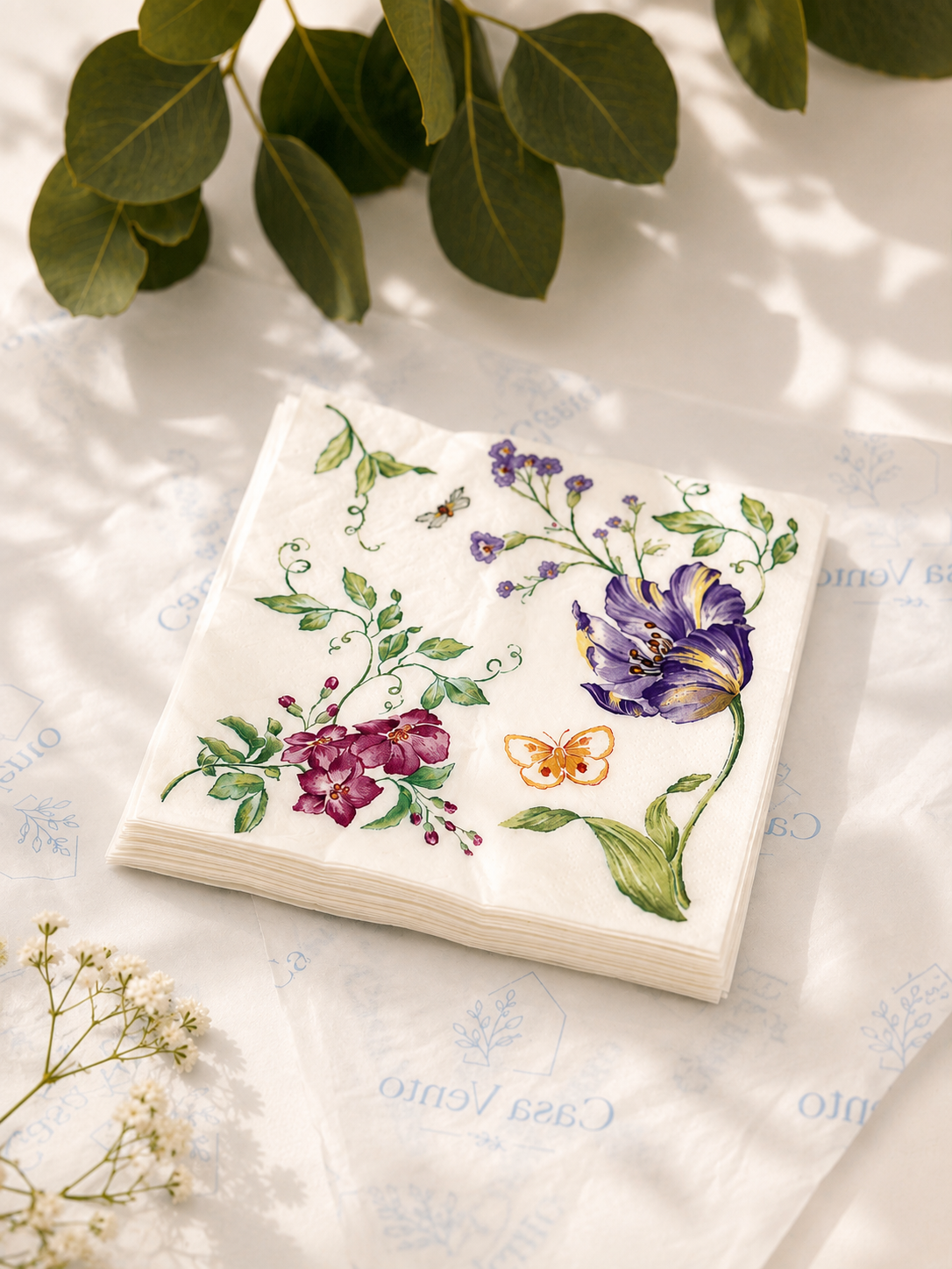 Servilletas de papel de flores vintage (cantidad 20 unidades)