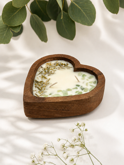 Vela corazón de eucalipto