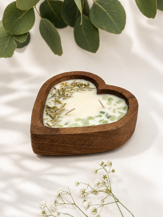 Vela corazón de eucalipto