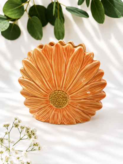 Jarrón cerámica flor naranja