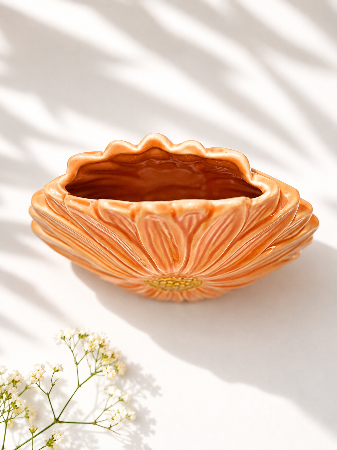 Jarrón cerámica flor naranja