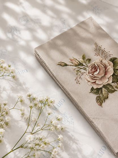 Servilletas de papel rectangulares con rosas (cantidad 20 unidades)