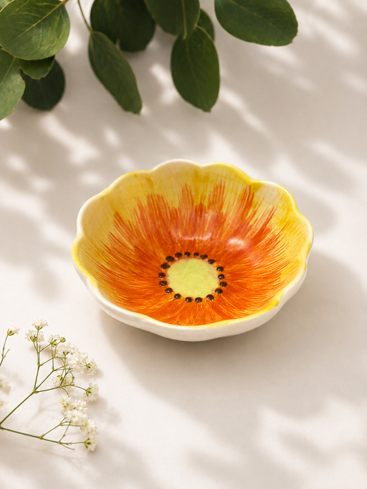 Cuenco de cerámica flor amarilla
